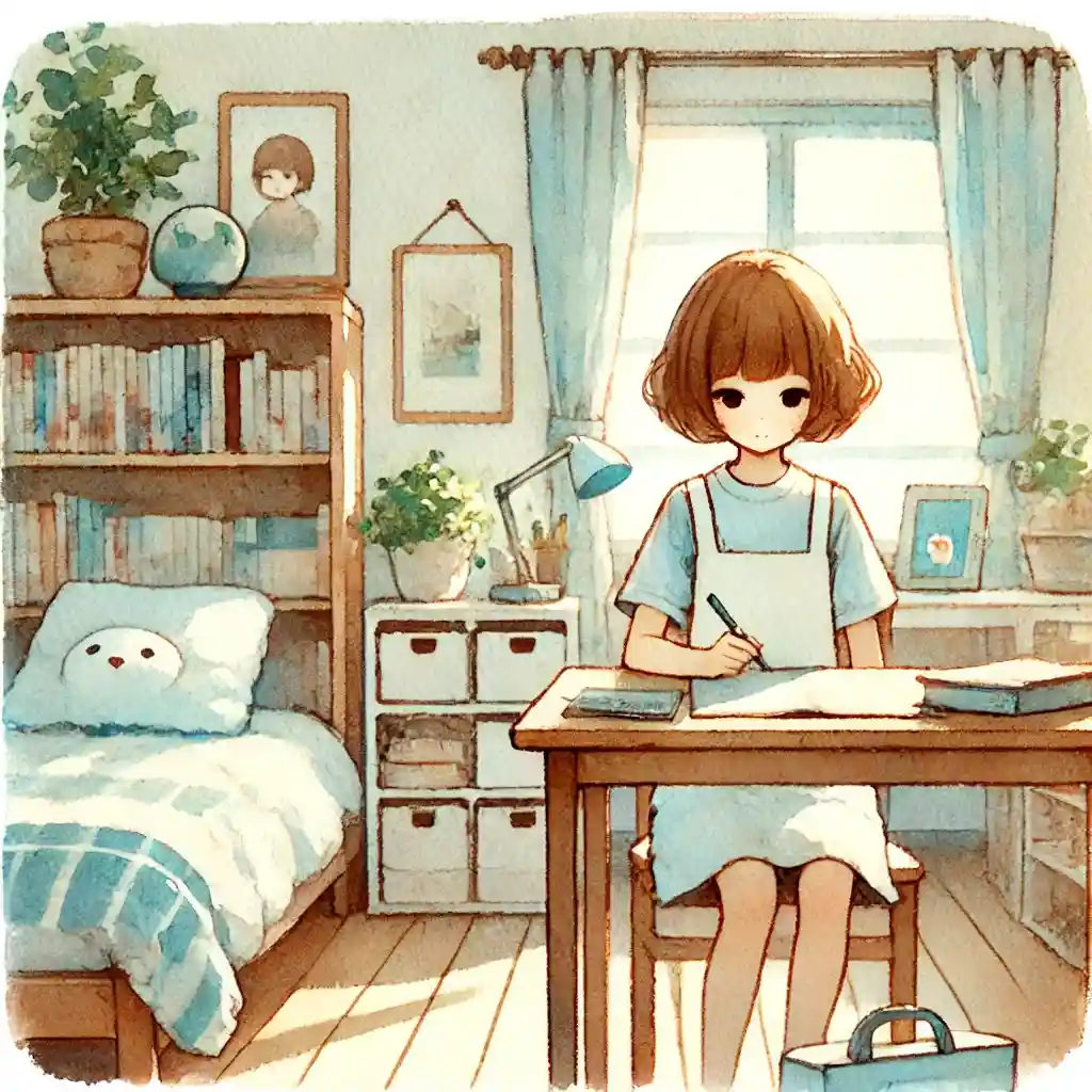 作文を書く少女