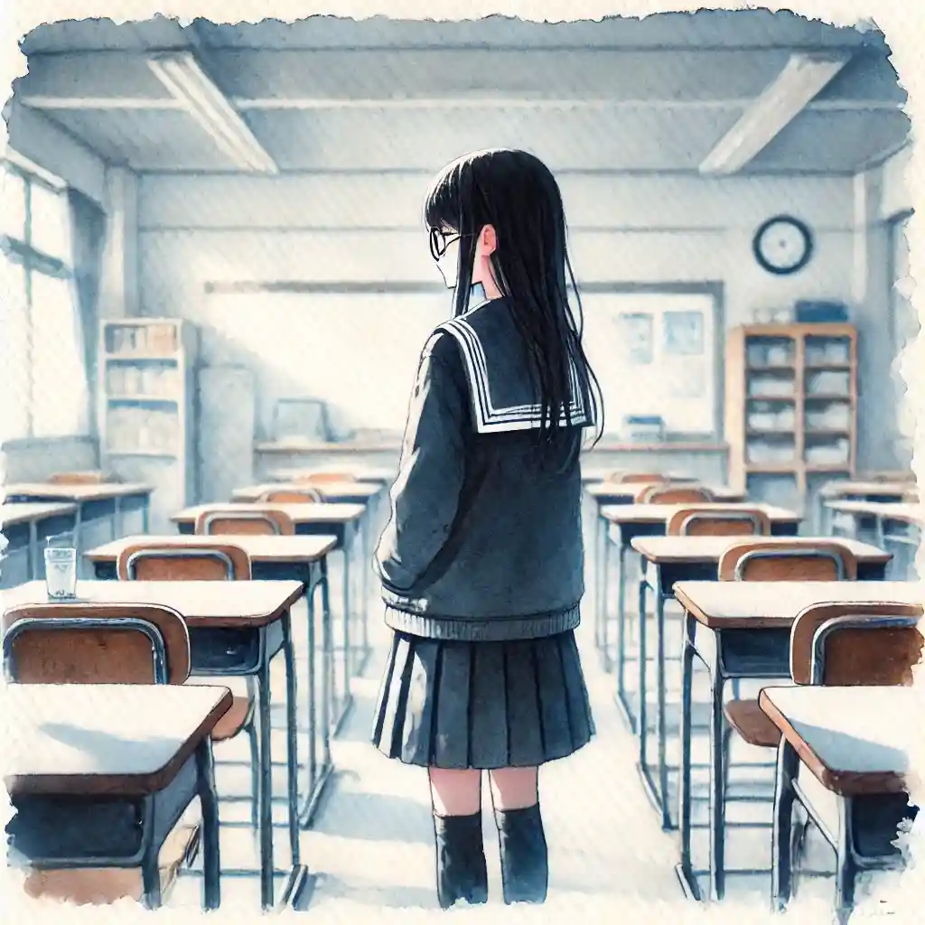 教室に一人でいる中学生女子