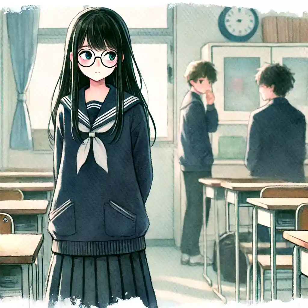 緊張している中学生女子