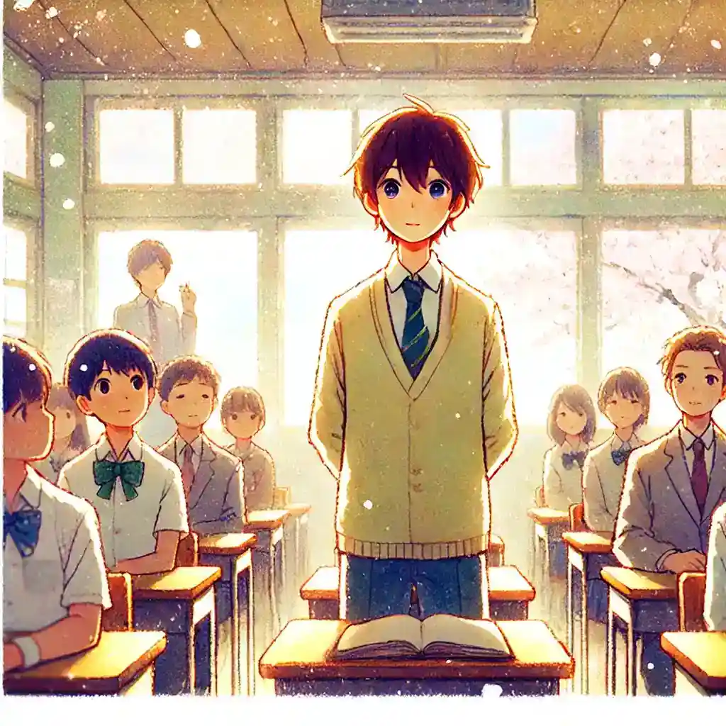 立ち上がって自己紹介する男子