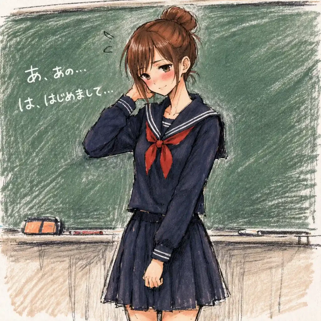 てれながら自己紹介する女子