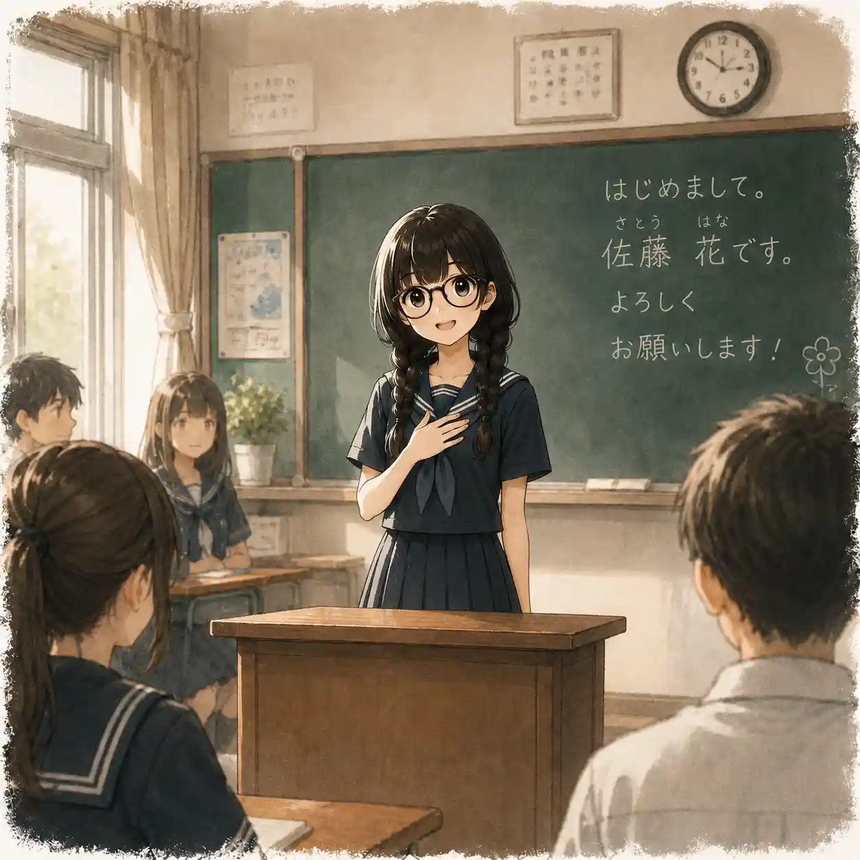 自己紹介している女子