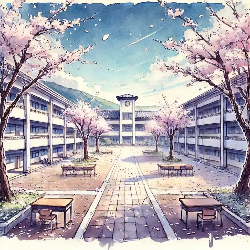 桜満開の校庭