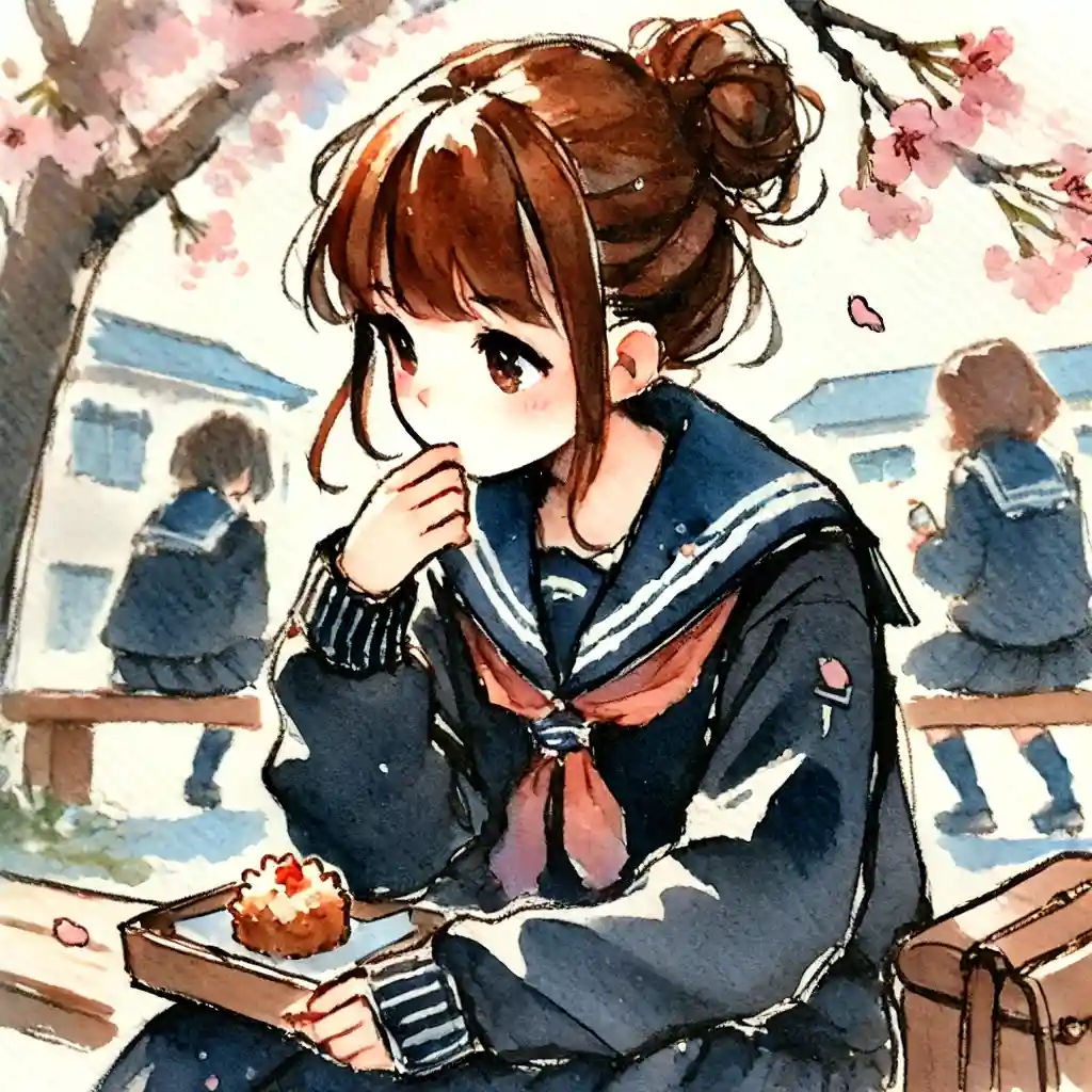 おやつを食べている中学生女子