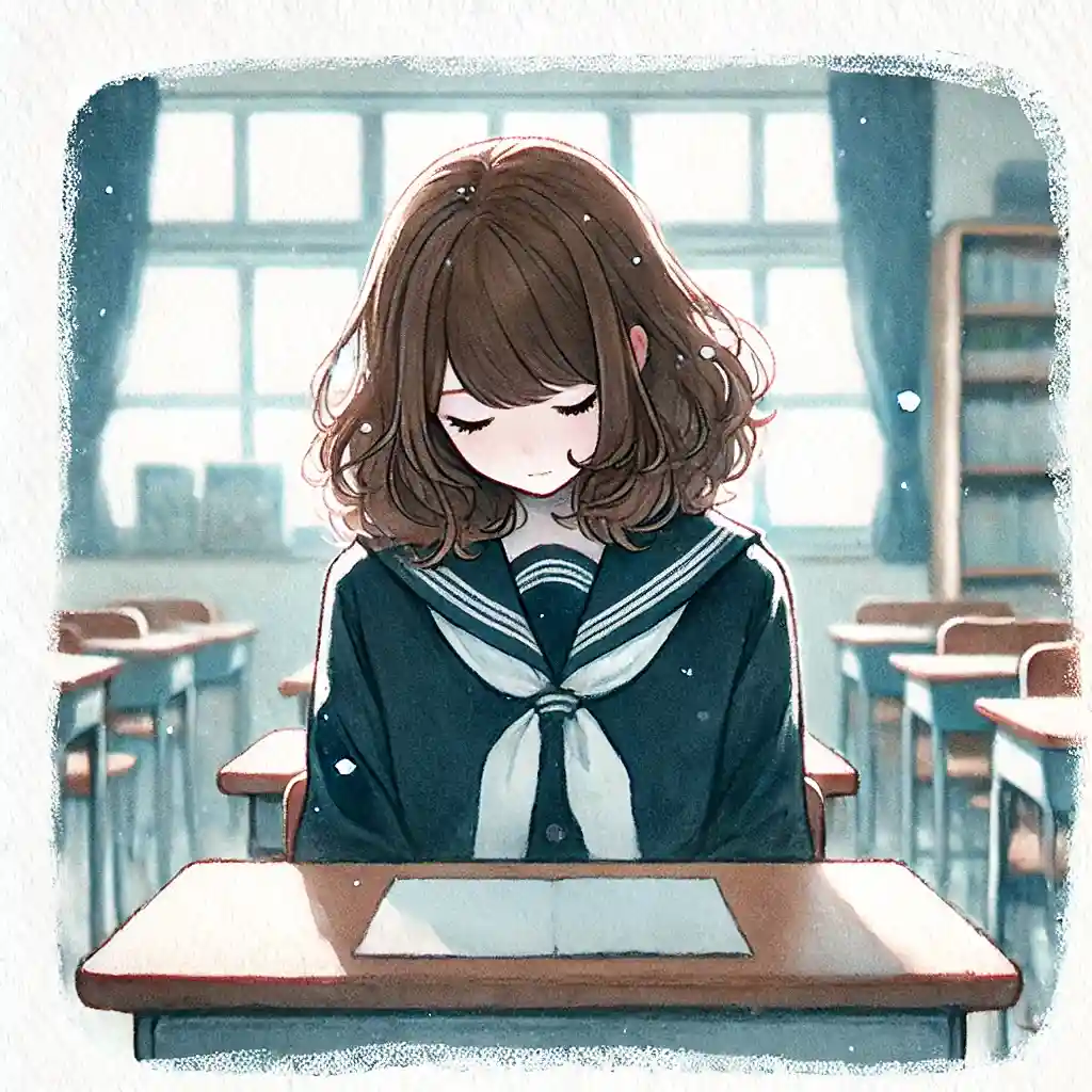 自己紹介を失敗してしょぼんとしている中学生女子
