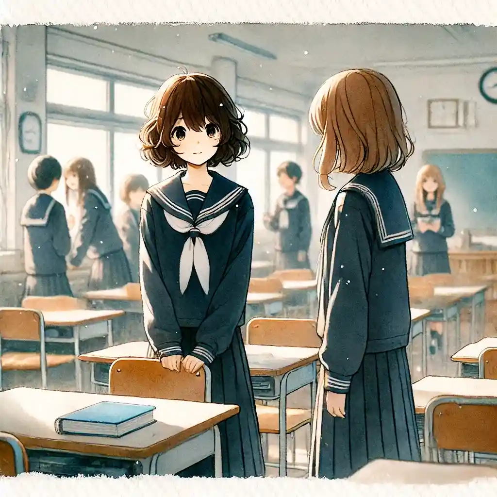 友達と話している中学生女子