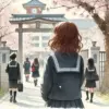 クラス替え後初めての登校の中学生女子
