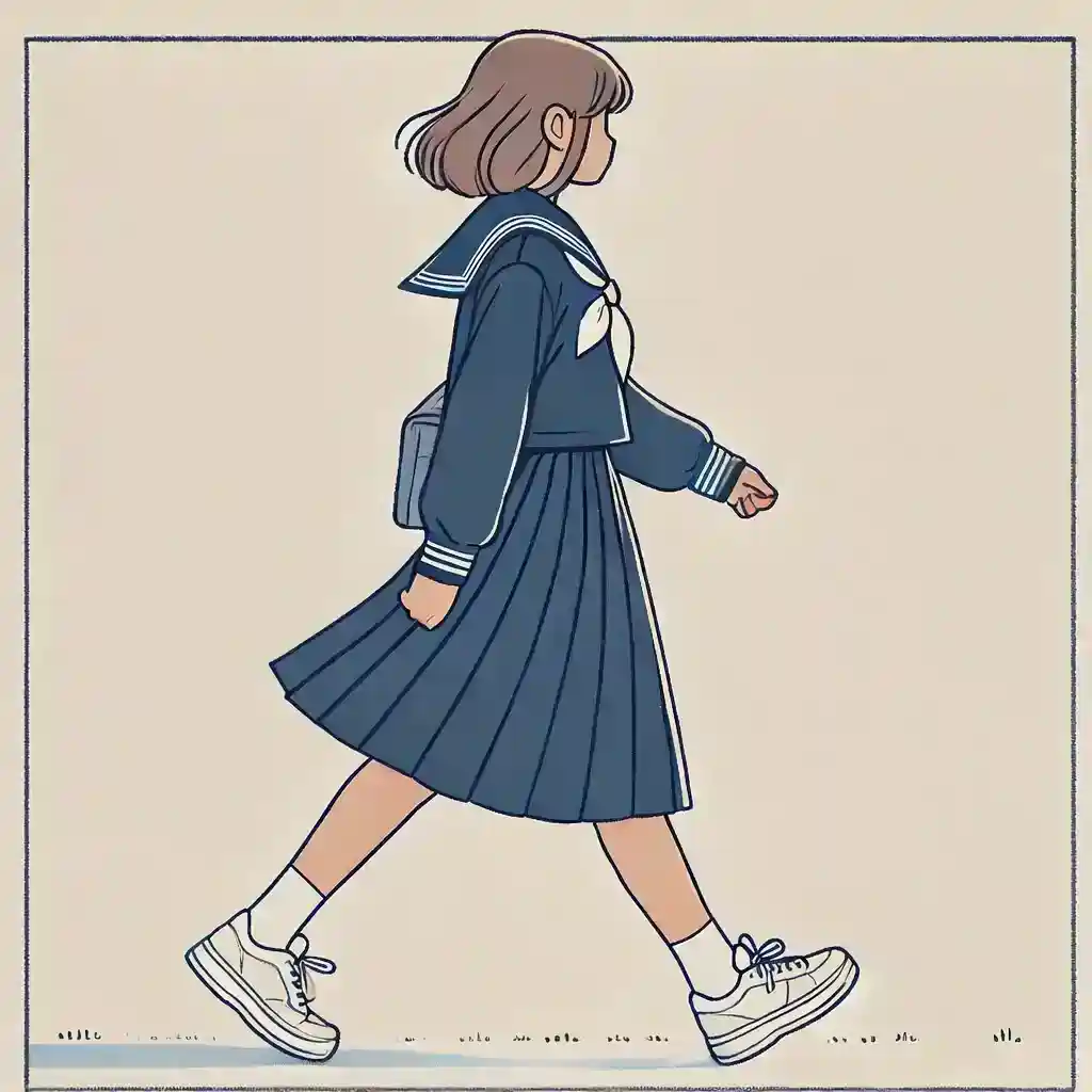 スニーカーで颯爽と通学　中学生女子