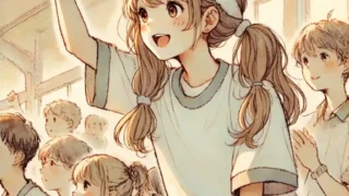 ハチマキが似合っている中学生女子