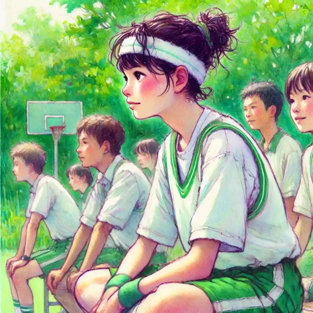 汗をかいている中学生女子