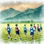 練習中の中学生