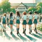 体育祭に向かう生徒たち