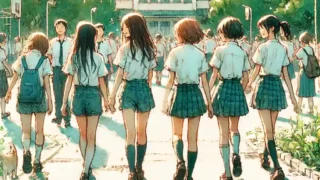 体育祭に向かう生徒たち