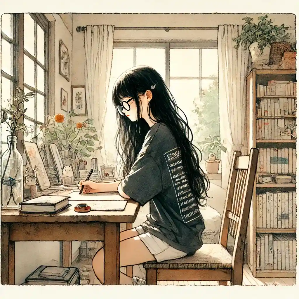 勉強している女子