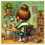 自宅で勉強中の女子