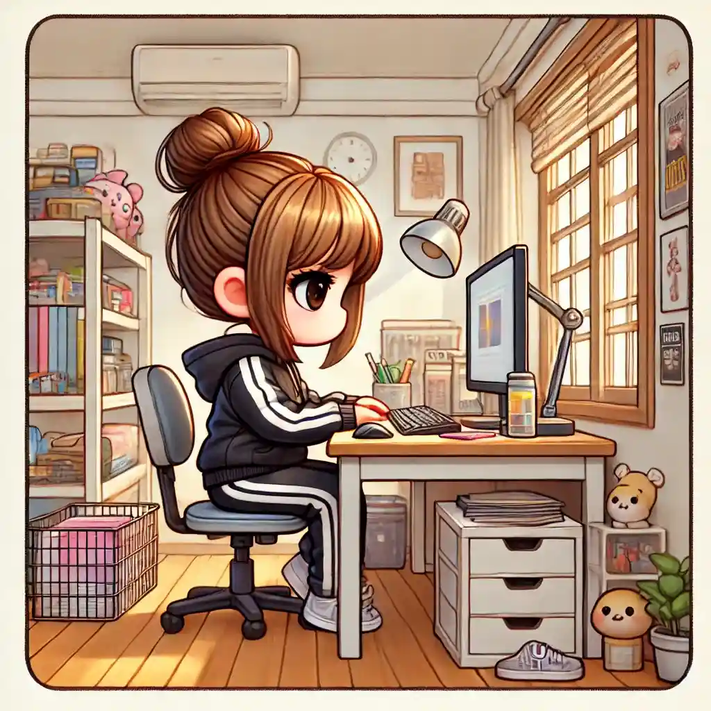 自宅で勉強中の女子