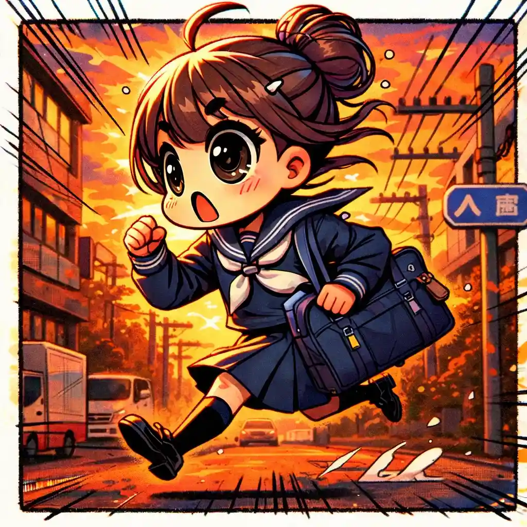 急いで帰宅する女子