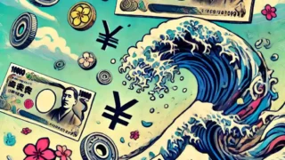 お金が宙を舞っている