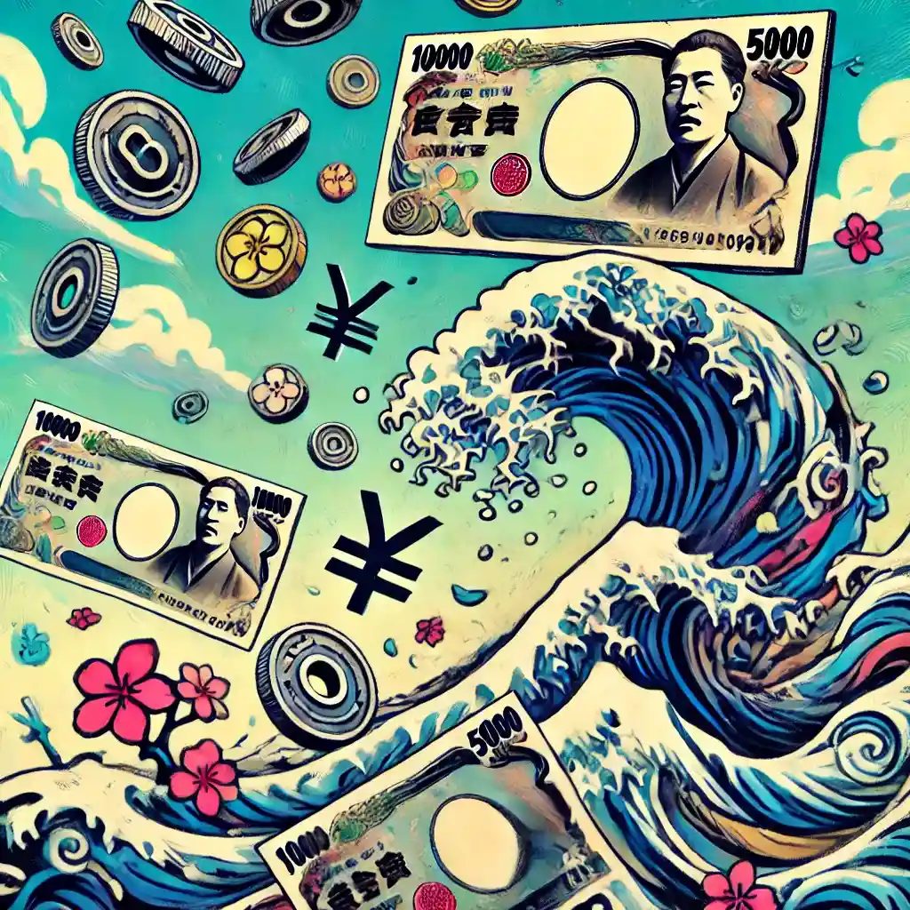 お金が宙を舞っている