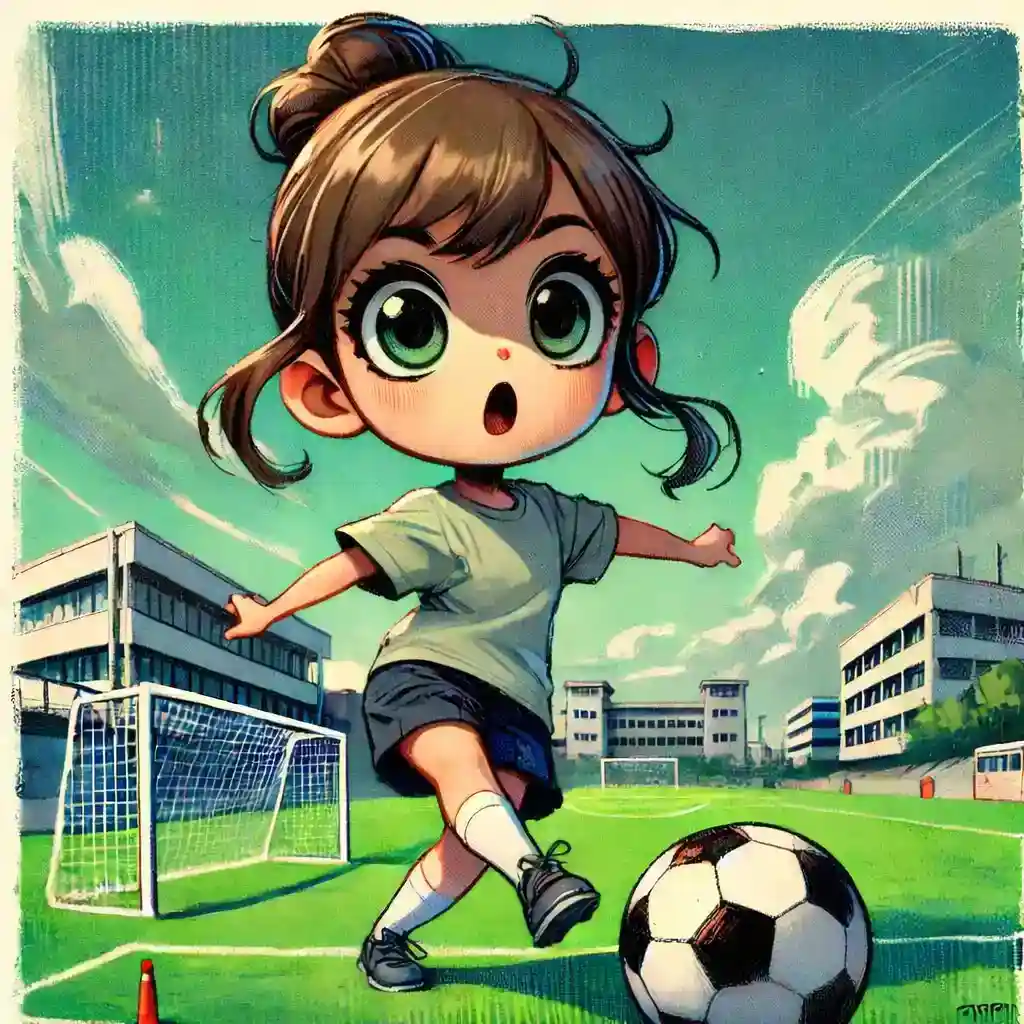 サッカー練習中女子