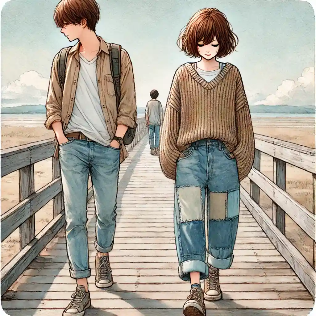 ボードウォークで沈黙する二人