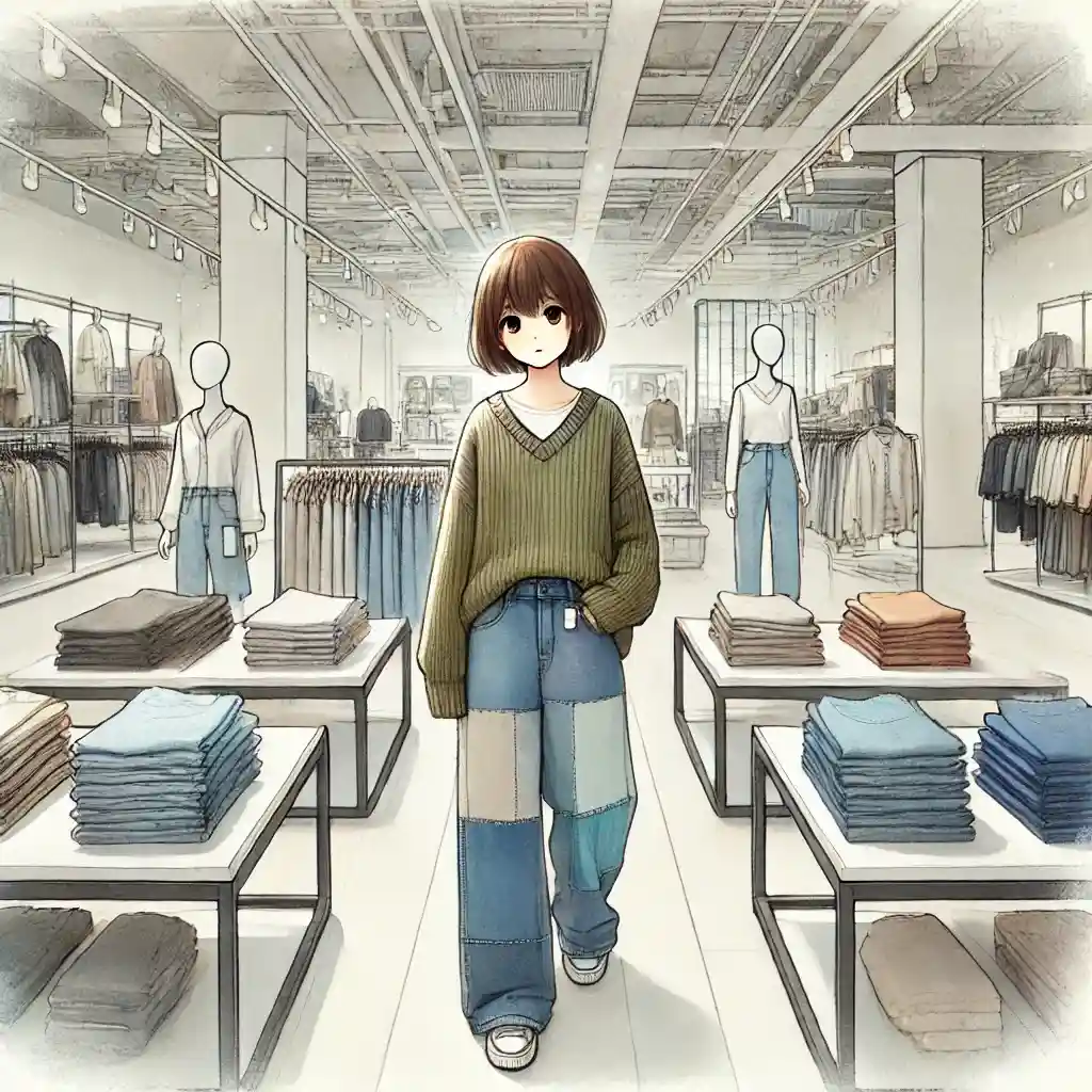 一人でショッピング中の女子