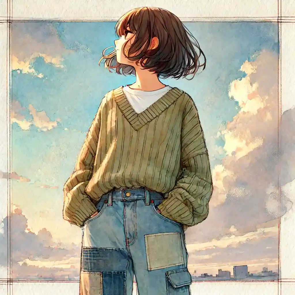 空を見上げる女子