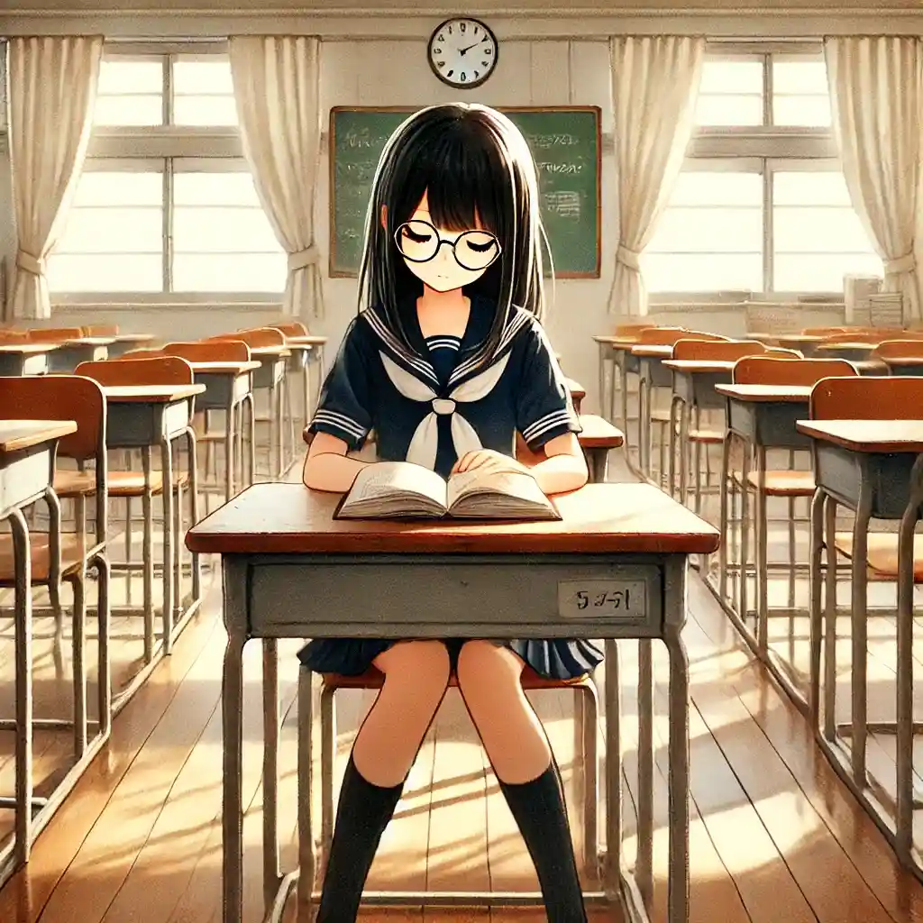 机で小説を読んでいる女子