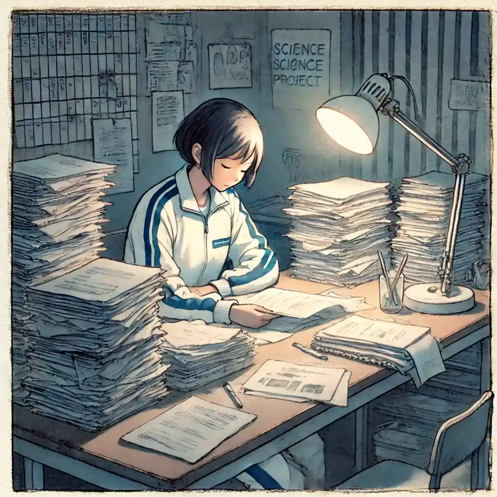 夜遅くまで採点している先生