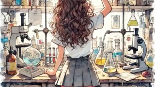 実験している中学生女子