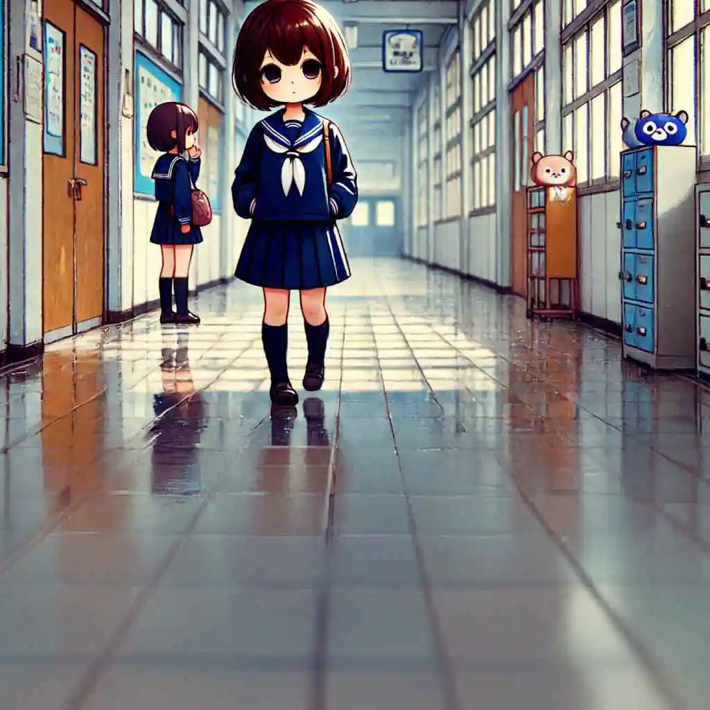 廊下を歩く女子