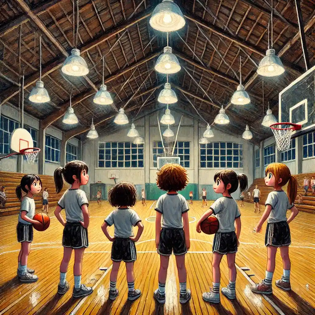 練習中の女子バス