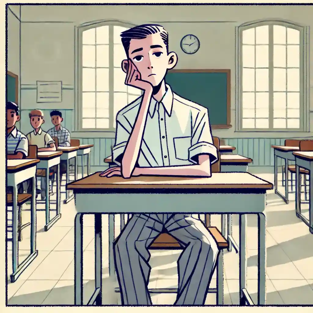 悩んでいる中学生男子