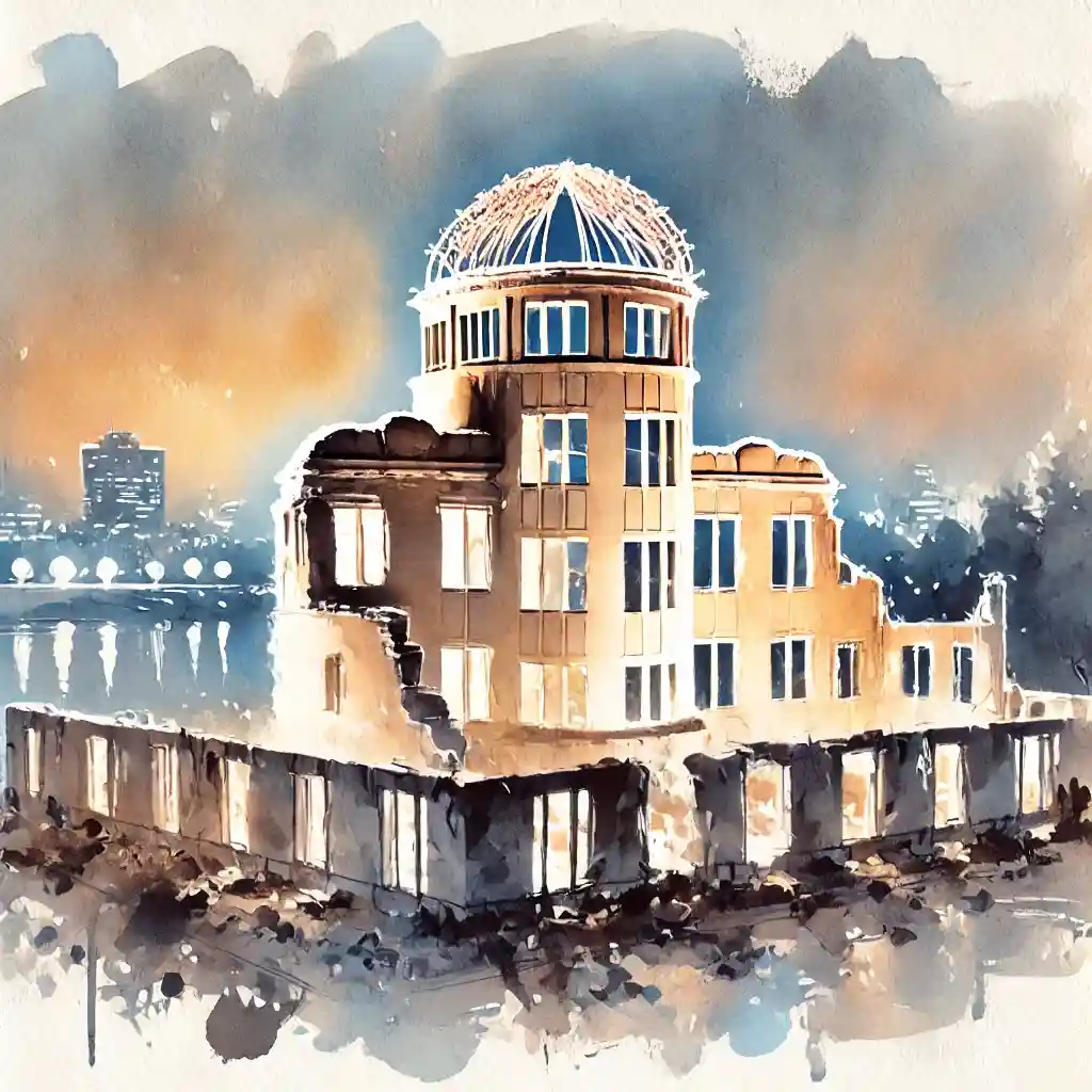 ライトアップの原爆ドーム