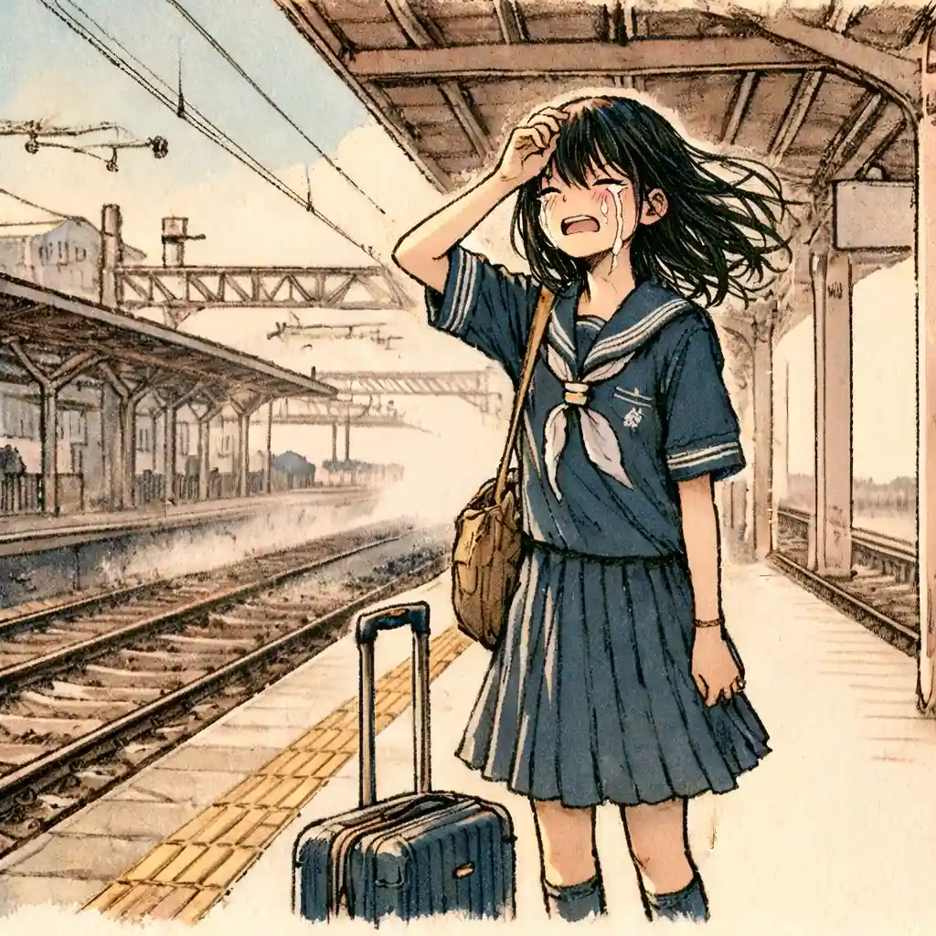 新幹線に乗り遅れた中学生女子