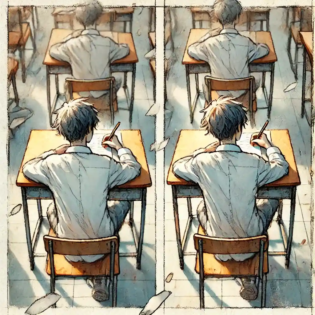 作文書いている中学生男子