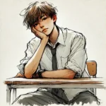 作文考えている中学生男子