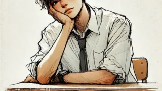 作文考えている中学生男子