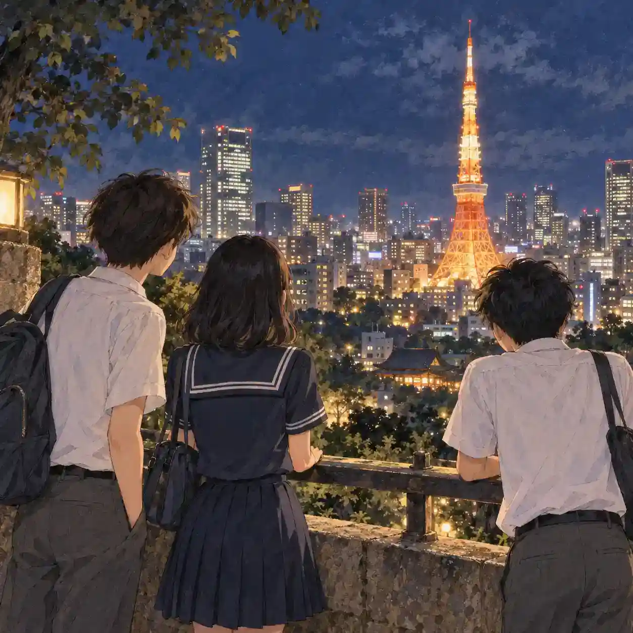 みんなでライトアップの東京タワーが見れた