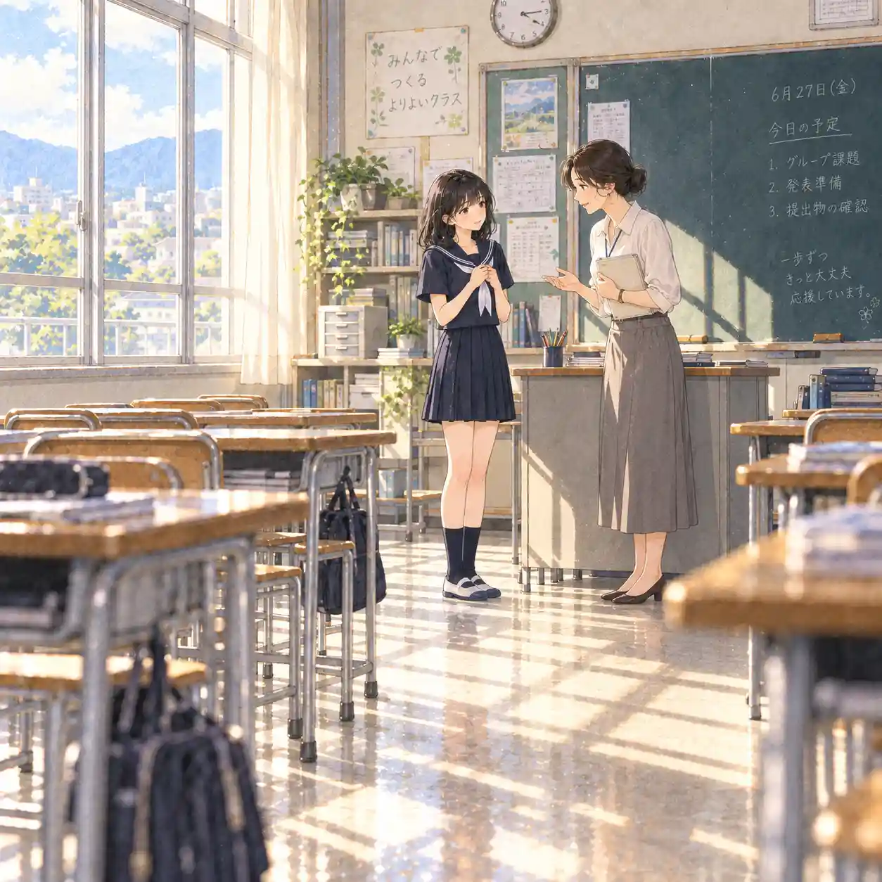 先生に相談にいく女子