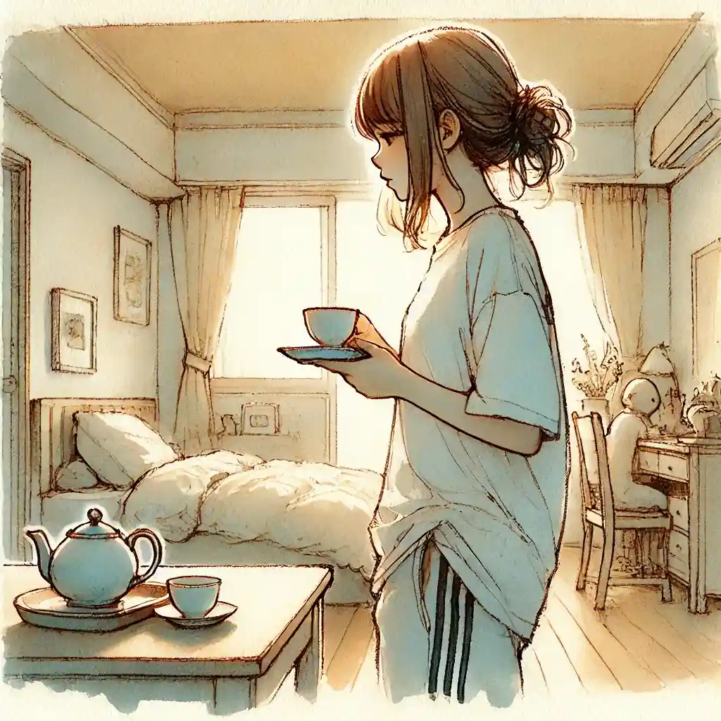 持って行く部屋着を考えている中学生女子