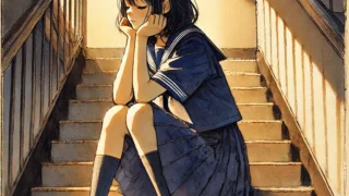 スローガンを考えている中学生女子