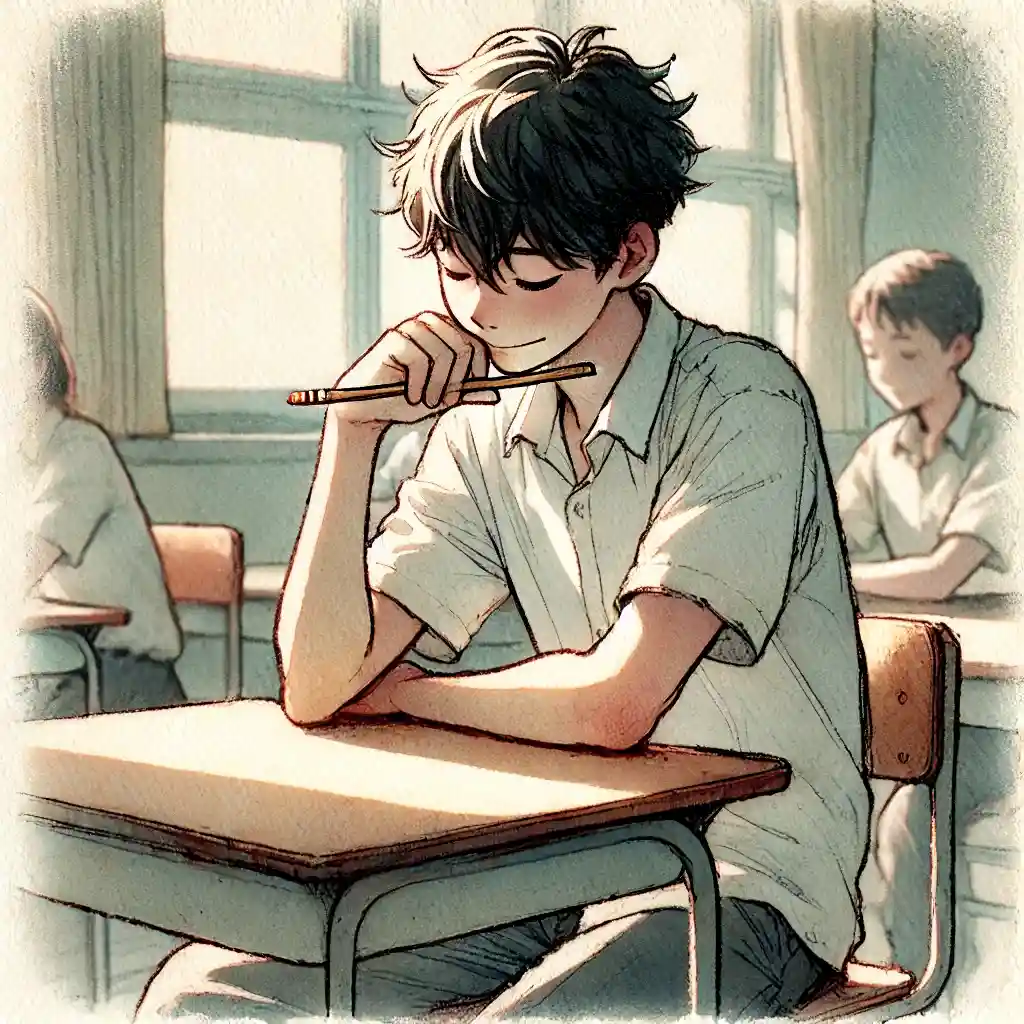 笑えるスローガンを考えている男子