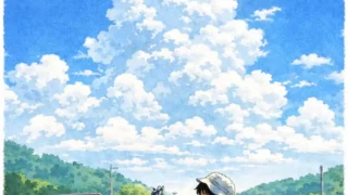 夏　水道から水を飲む少年