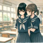 友達に慰めてもらう中学生女子