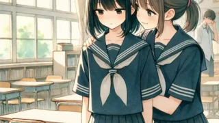 友達に慰めてもらう中学生女子