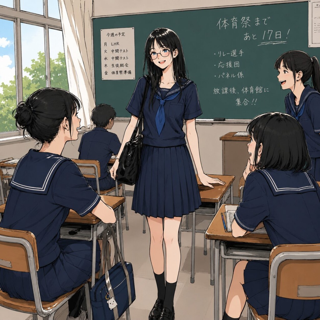 友達と楽しそうに話す女子