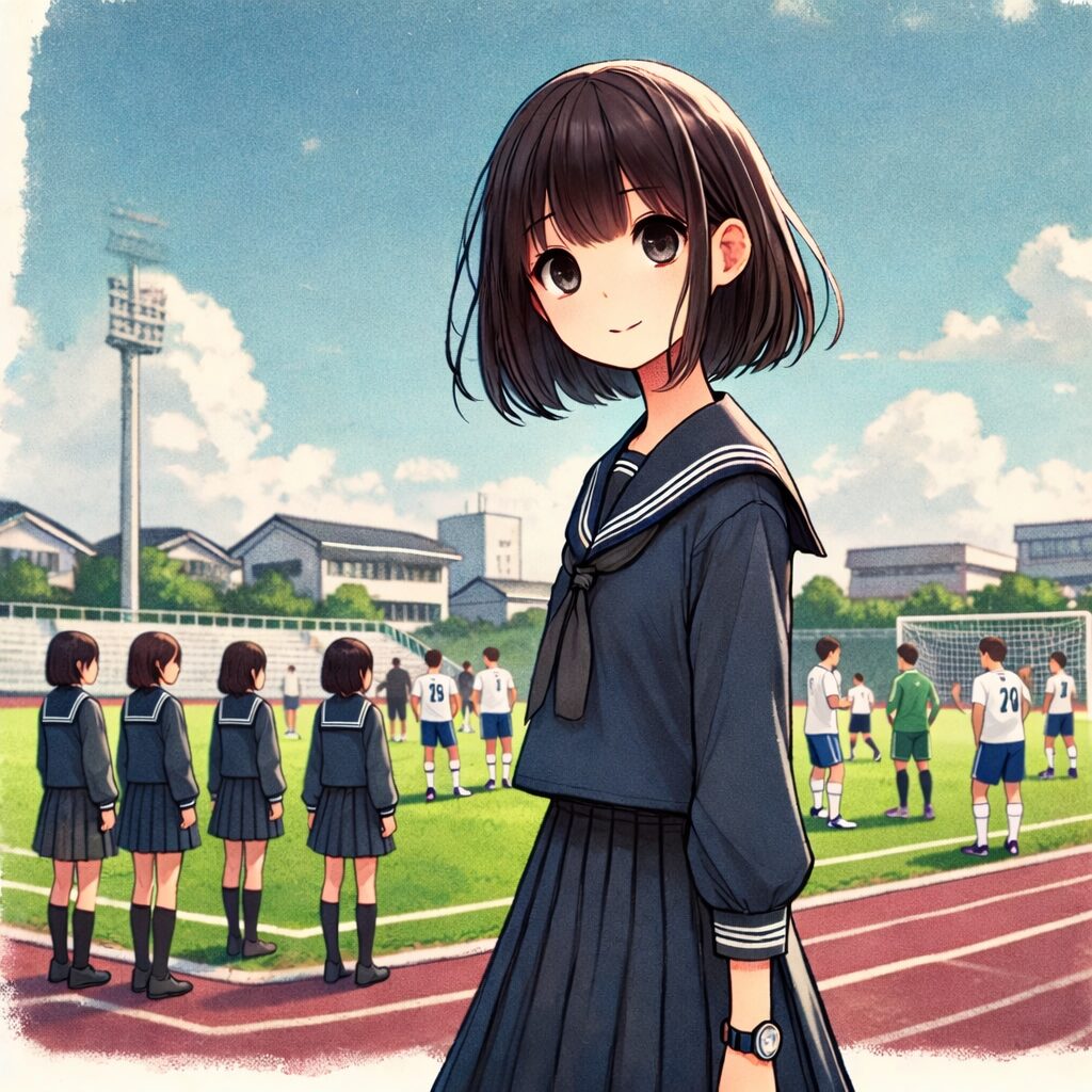 部活見学中の女子