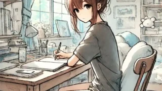 定期テスト準備をしている女子