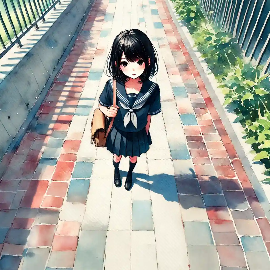 通学中の勉強できる女子